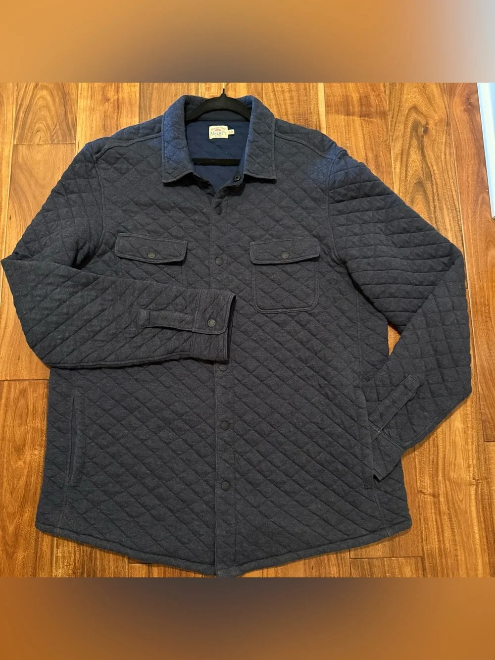 Faherty Men’s Epic Quilted Fleece CPO Shirt Jacket - Navy Melange sz XL